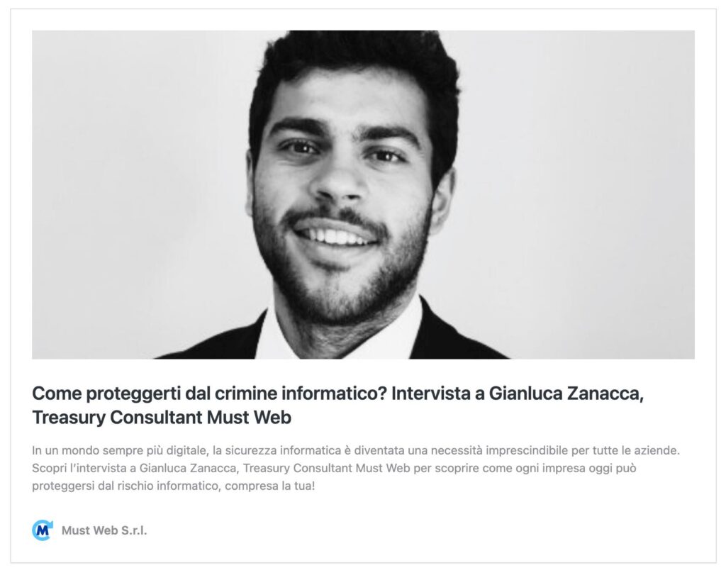 cover intervista Gianluca Zanacca su come proteggere l'impresa dal crimine informatico